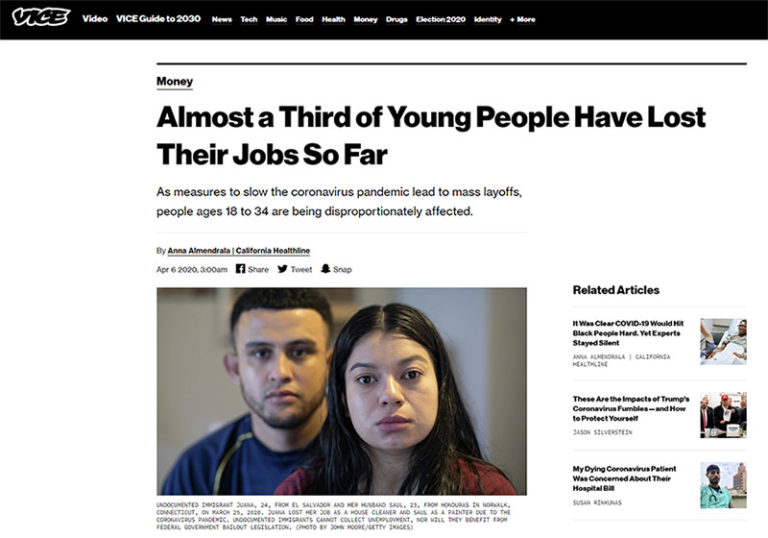 Vice News on Almost a Third of Young People Have Lost Their Jobs So Far