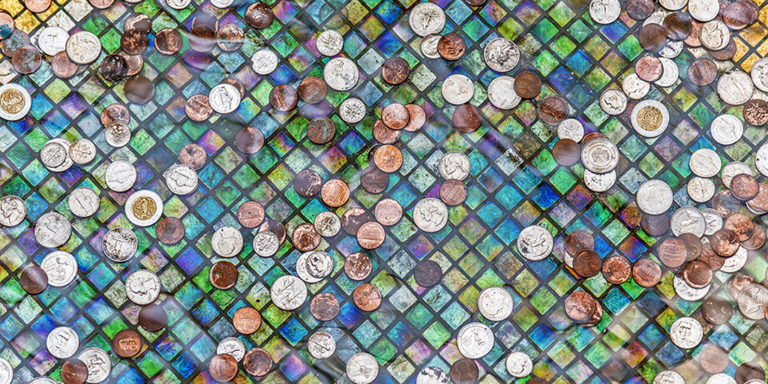 coins on tiles