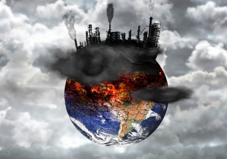 Earth,Destroyed,By,Pollution.,Global,Catastrophe,Concept,(greenhouse,Effect,,Global